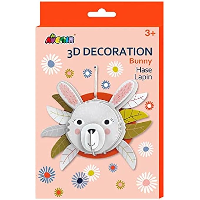 3D DECORATION - BUNNY KIT | TURN YOUR WALL INTO A ZOO! CREATE 3D DECORATIONS WITH PRE-CUT CARDBOARD PUZZLE PIECES | THOUGHTFUL AND CREATIVE GIFT OPTION FOR KIDS 3+ - Image 1
